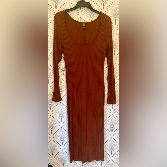 Wild Fable Brown Long Sleeve Dress plus size maxi 2X burnt copper - Picture 1 of 4